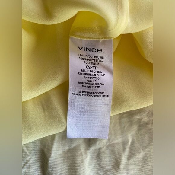 Vince Midi Dress Womens Size XS Solid Yellow Sleeveless Straps Double Dress - Picture 16 of 16